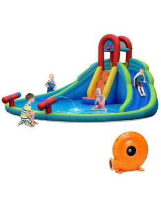 Inflatable Water Slide and Bounce House with Splash Pool and Climbing Wall for Kids Outdoor Fun