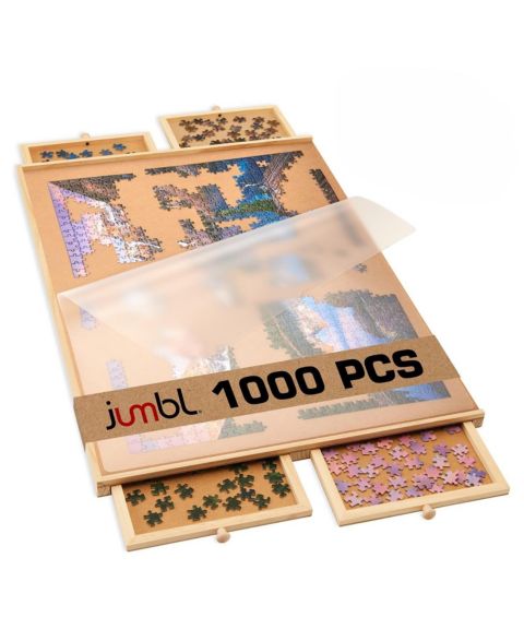 Детская игрушка Jumbl 1000-Piece Rotating Puzzle Board with Drawers, Ages 14+, цвет: Натуральный