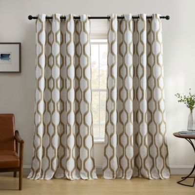 Renzo Ikat Geometric Linen Room Darkening Window Curtain