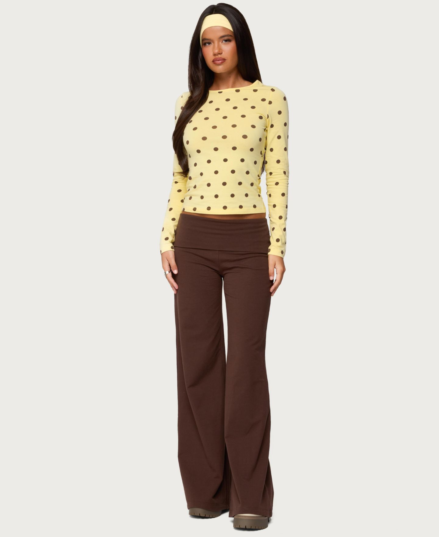 Женская футболка Edikted Maricelle Polka Dot Long Sleeve T, цвет: Жёлтый — фото 5