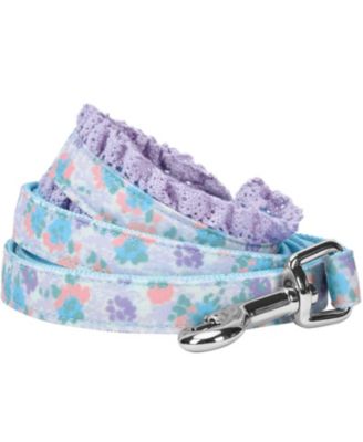 Made Well Floral Print Dog Leash in Light Blue 5 Ft Size Small
