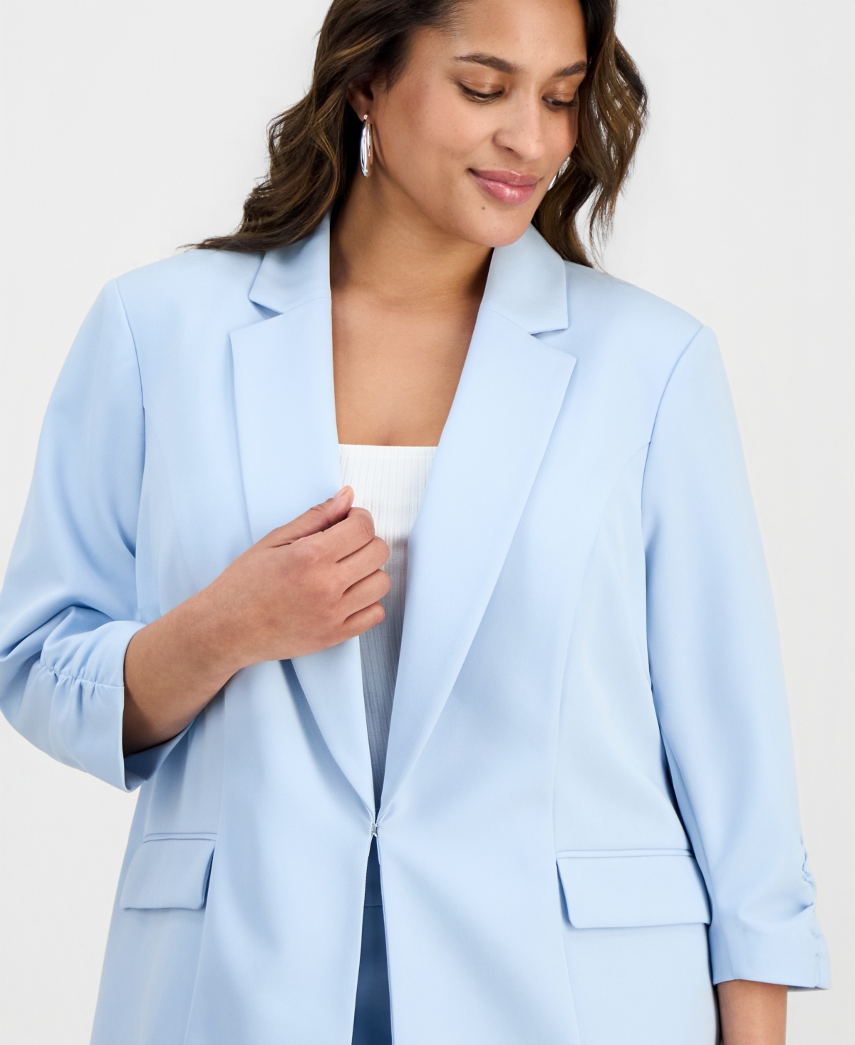 I.n.c. International Concepts Plus Kiss-Front 3/4-Sleeve Blazer, Macy's Exclusive