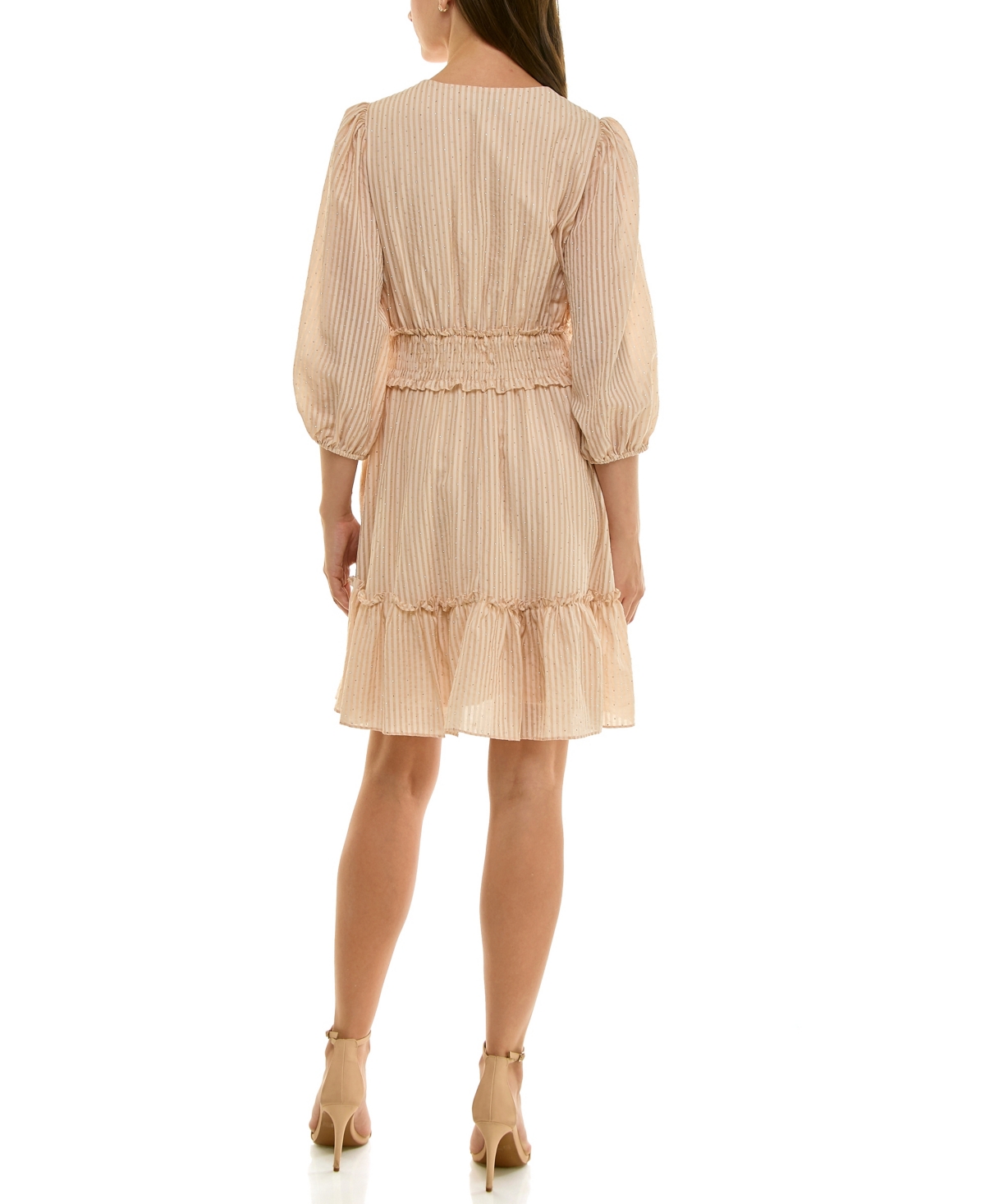 Taylor Women's Striped Smocked Waist Pull-On Midi Dress