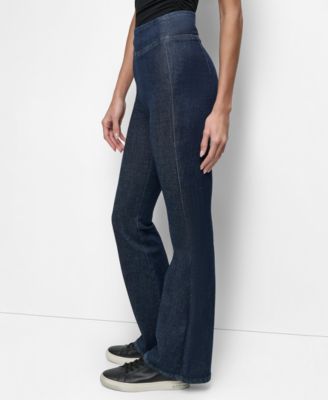 Petite High-Rise Flared-Leg Pull-On Jeans