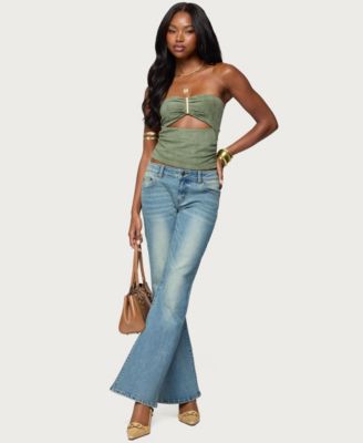 Women's Kalina Cutout Faux Suede Strapless Top