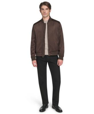 Men's Faux Suede Bomber Jacket
