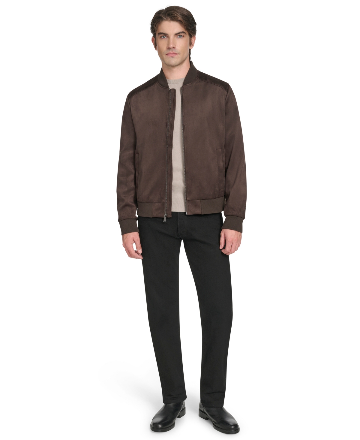 Cole Haan Men's Faux Suede Bomber Jacket