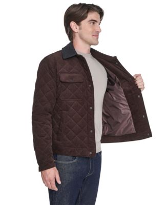 Men's Collared Quilted Button-Front Jacket 