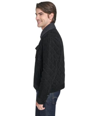 Men's Collared Quilted Button-Front Jacket 