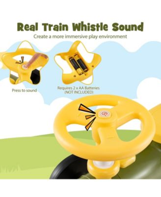 Ride-On Train Toy for Toddlers with Steering Wheel and Whistle Sound - Green