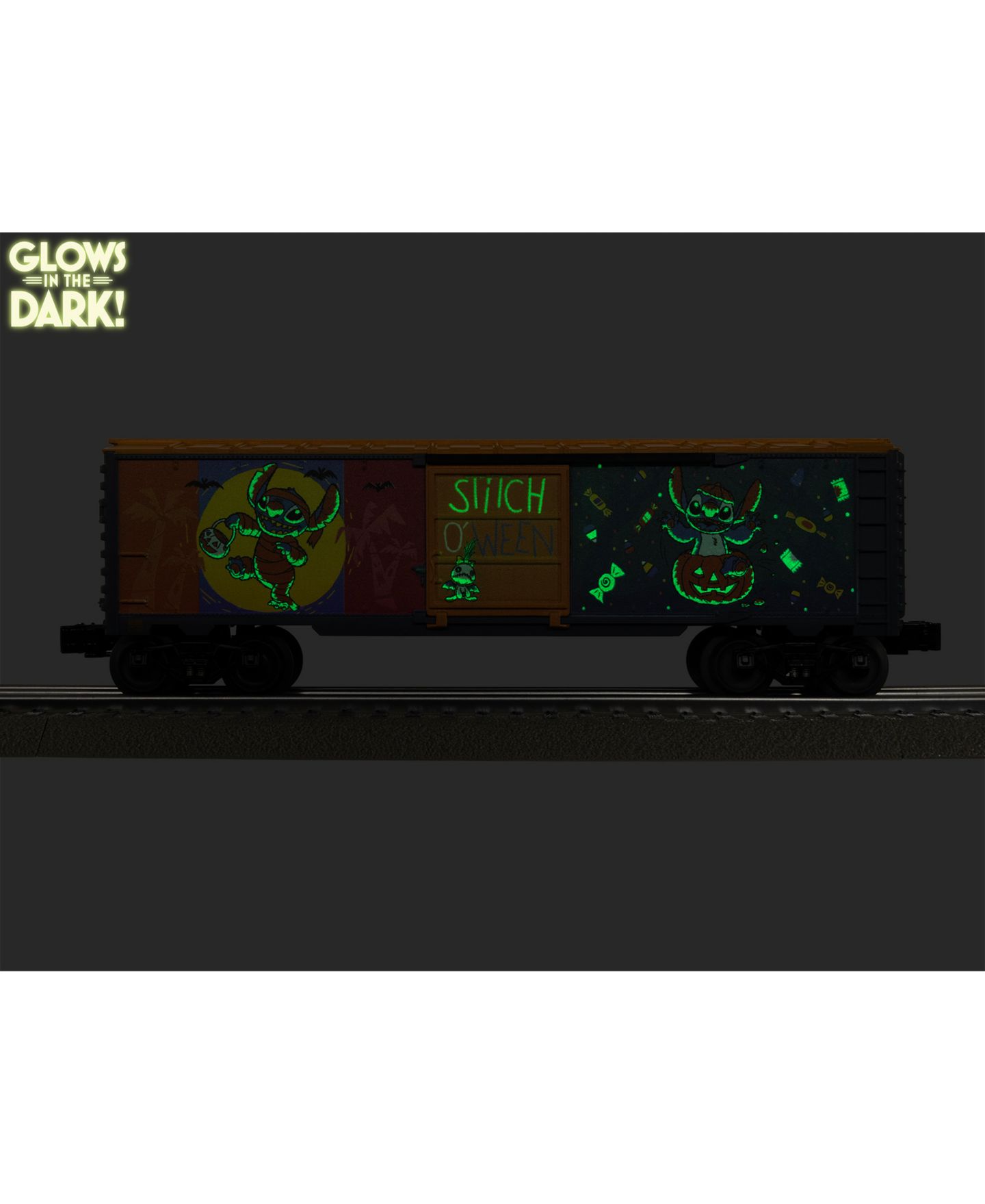 Детская игрушка Lionel O Gauge Disney Stitch Stitchoween Glow in the Dark Model Train Boxcar — фото 13