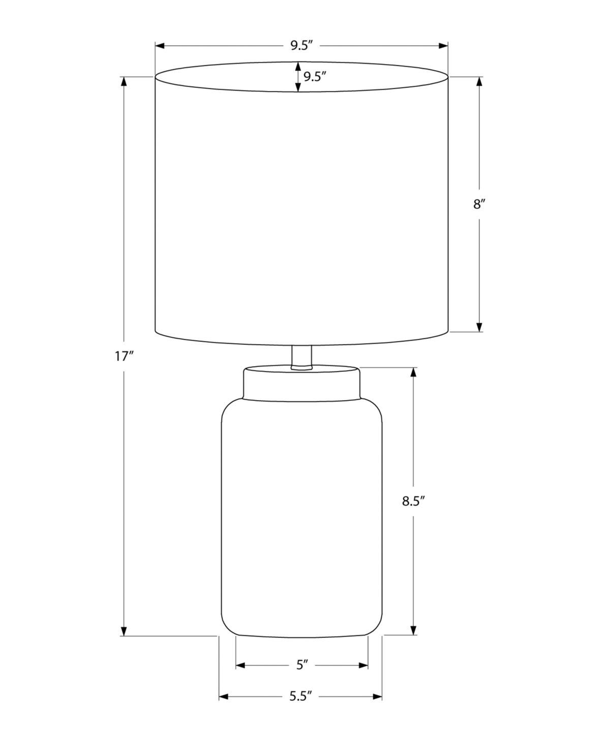 Monarch Specialties Lighting 17" Plastic Table Lamp