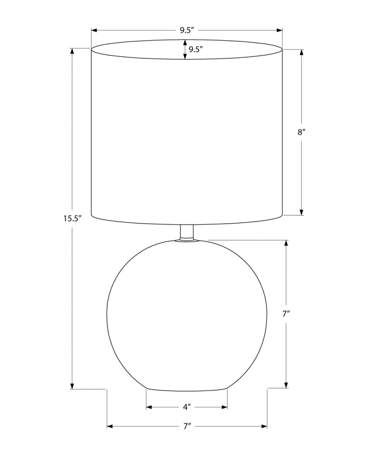 Monarch Specialties Lighting 16" Metal Table Lamp