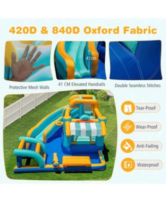 Inflatable Water Slide Bounce House with Pool, Climbing Wall, and 750W Blower