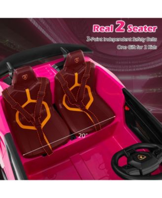 24V Licensed Lamborghini 2-Seater Ride-On Car with Music, Lights, and Remote - Pink