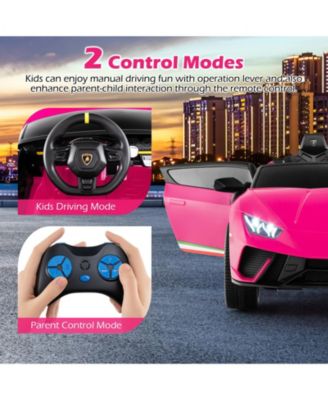 24V Licensed Lamborghini 2-Seater Ride-On Car with Music, Lights, and Remote - Pink