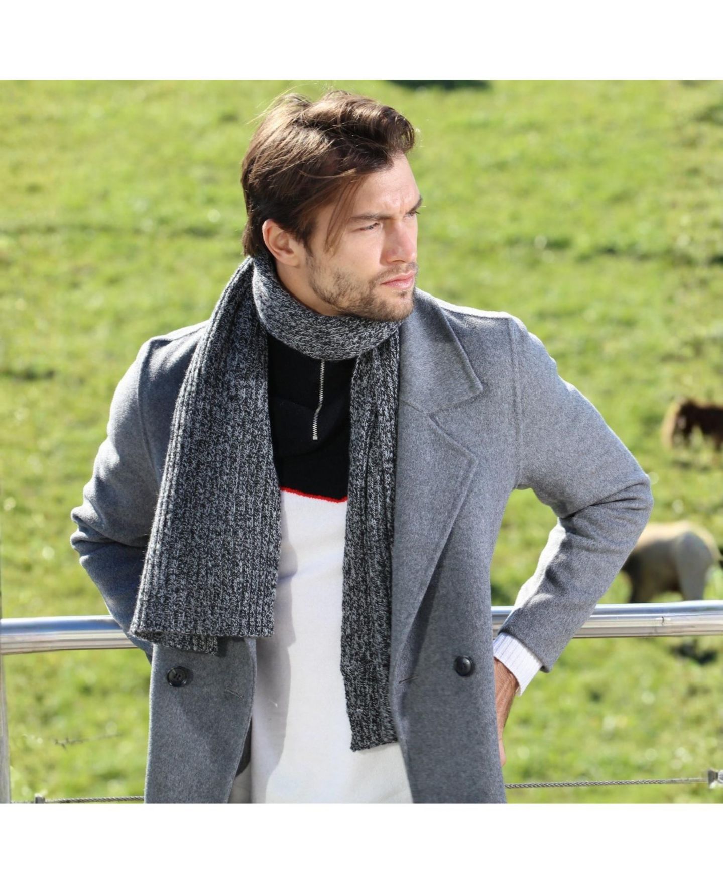 Мужской свитер Bellemere New York Half-Zipped Cashmere Blend, цвет: Белый — фото 6