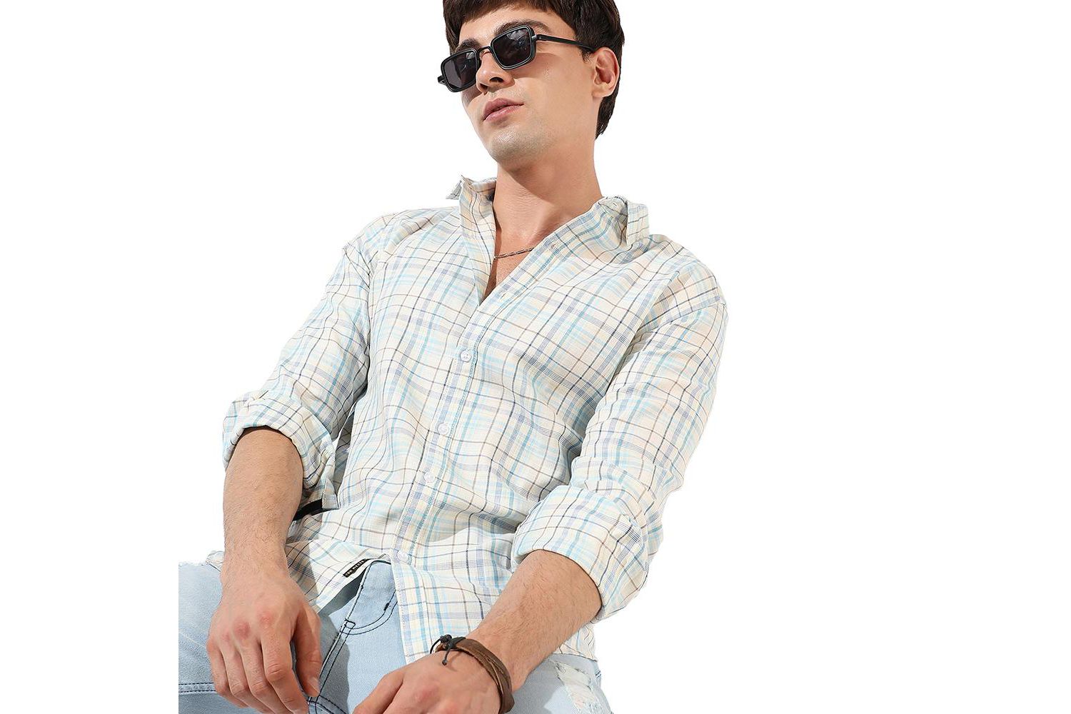 Men's Multicolour Checkered Regular Fit Casual Shirt