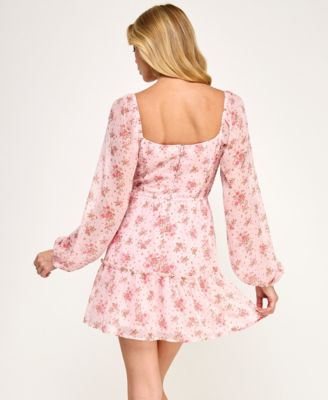 Juniors' Square Neck Smocked Inset Waist Dress