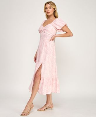 Juniors' Sweetheart Neck Twist Front Midi Dress