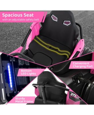 12V Electric Ride-On UTV Car with Remote Control, Music, and Lights for Big Kids - Pink