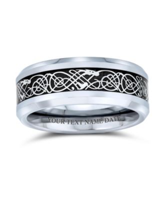 Two-Tone Celtic Dragon Knot Carbon Fiber Inlay Band Ring 8MM Titanium