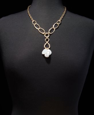 Imitation Pearl Lariat Necklace, 20" + 3" extender