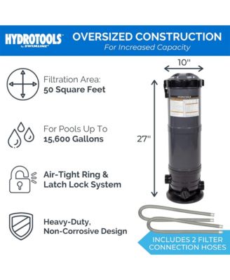 HYDROTOOLS 50 Sq Ft Cartridge Pool Filter System for Above Ground Pools