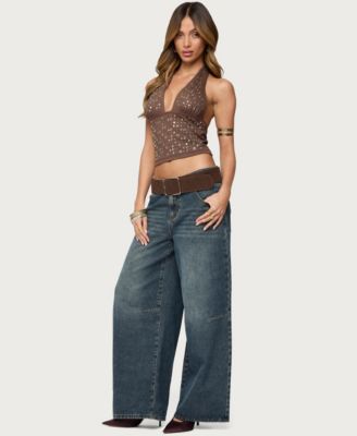 Women's Jackie Stud & Grommet Halter Top