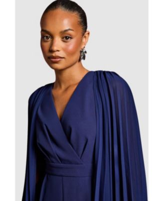 Women's V Neck Pleated Jumpsuit