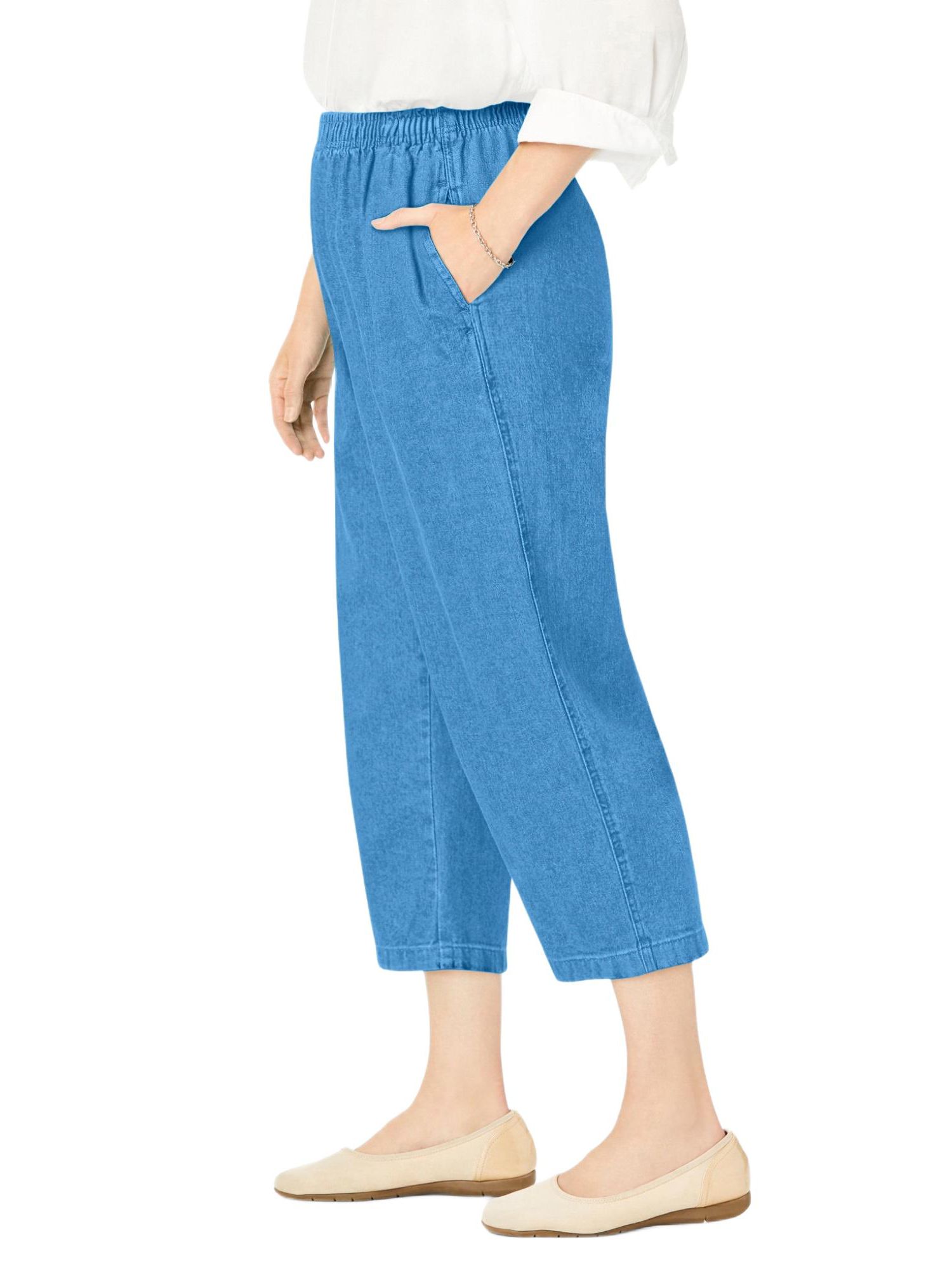 Women's Within 7-Day Elastic-Waist Pull-On Cotton Denim Capri Jeans