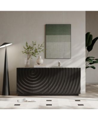 Buffet Cabinet with Storage, 4 Doors Modern Accent Sideboard, 59" Wide (Black)