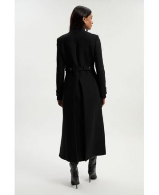 Women's Wool Notch Neck Belted Maxi Coat