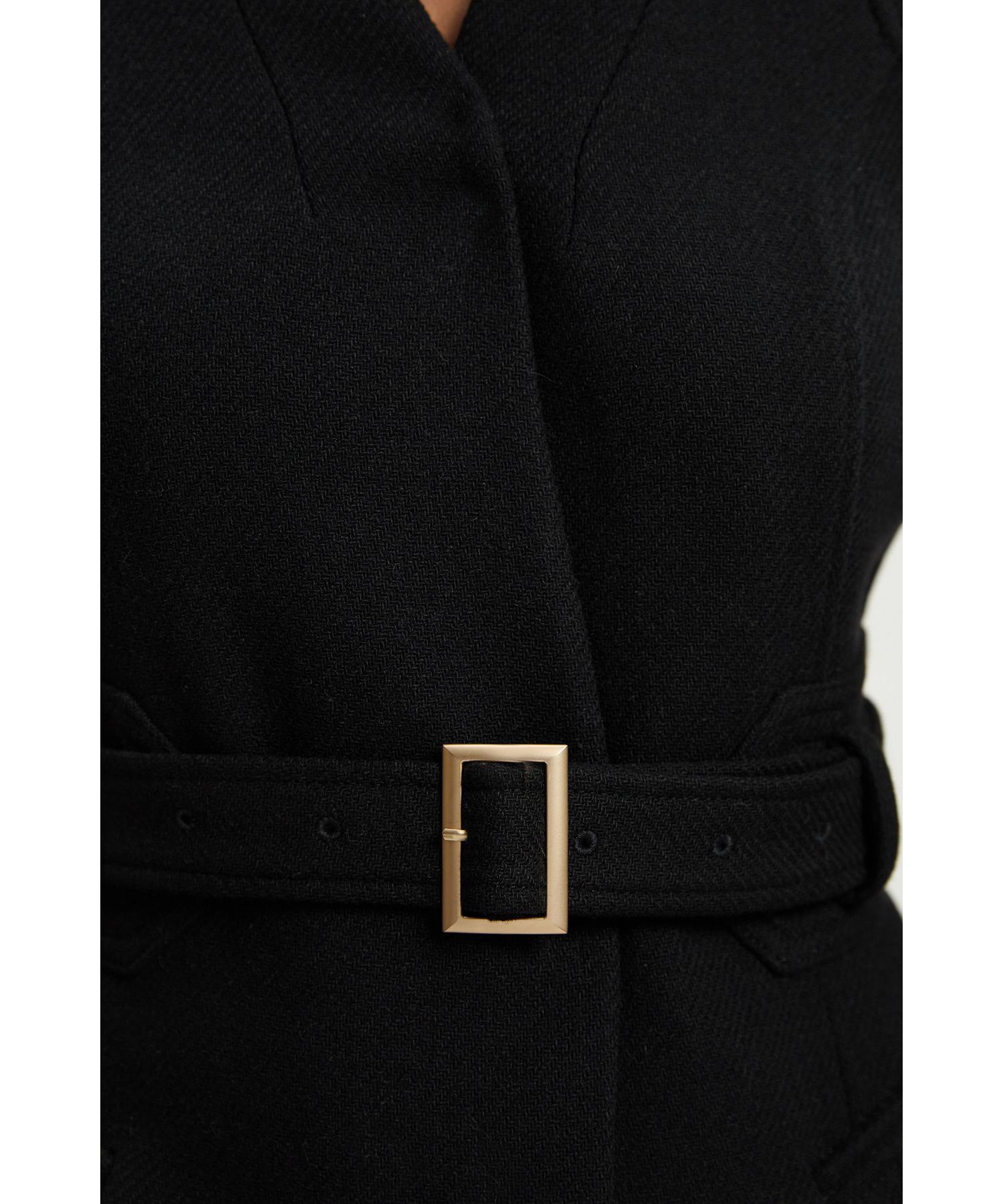 Women's Wool Notch Neck Belted Maxi Coat