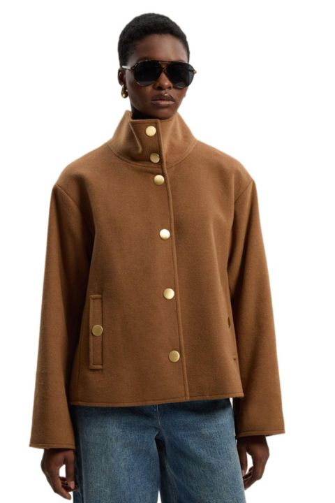 Женские куртки Karen Millen Women's Brushed Wool Funnel Neck Tailored Coat