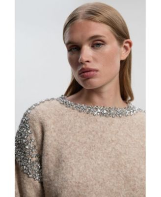 Women's Embellished Trim Cosy Knit Jumper