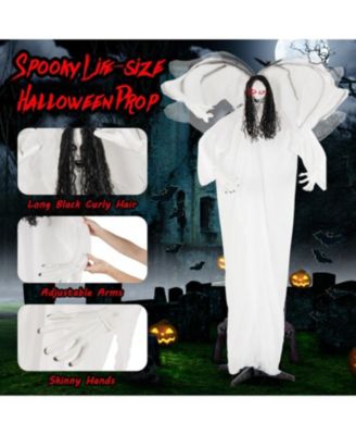 6.6 ft Halloween Animatronic Standing Angel with Sound-Activated Light-up Eyes and Flapping Wings
