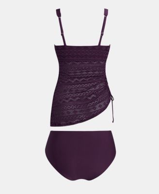 Women's Surplice V Neck Drawsrting Tankini Sets