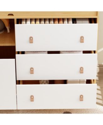 Diaper table with three drawers, baby changing station with multiple storage compartments