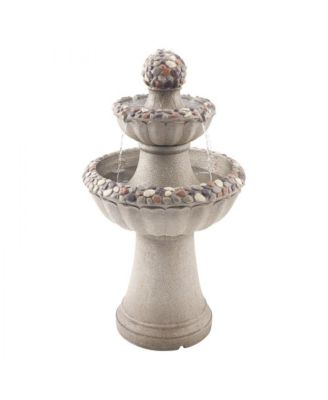 Outdoor 2-Tier Rock Base Water Fountain for Garden or Patio