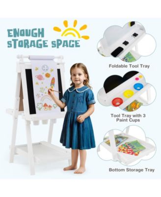 3-in-1 Kids Art Easel with Chalkboard, Magnetic Whiteboard, and Paper Roll
