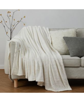 Ultra Soft & Light Ribbed Fleece Blanket - Throw/Travel 50"x60"