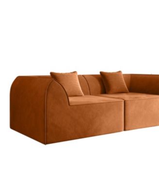 Compressed Memory Foam Sofa with Pillow 2-Seater Lounger Daybed, Orange