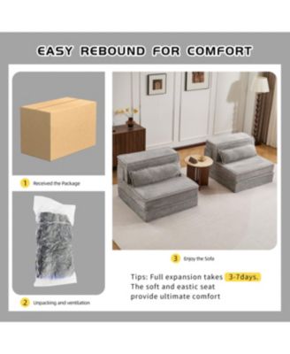 Streamdale Compression Sofa, Convertible Floor Sofa Bed, Light-grey