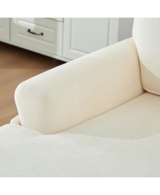 Modern Minimalist Chenille Chaise Lounge Recliner Sofa with Armrests & Storage