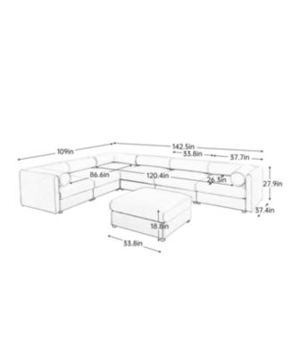 Large Modular Sectional Sofa with Storage, Chenille