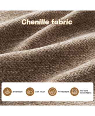 Modular L-Shaped Chenille Couch with Ottoman, Camel