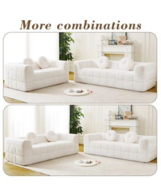 Modern Boneless Couch with Two Circular Throw Pillows