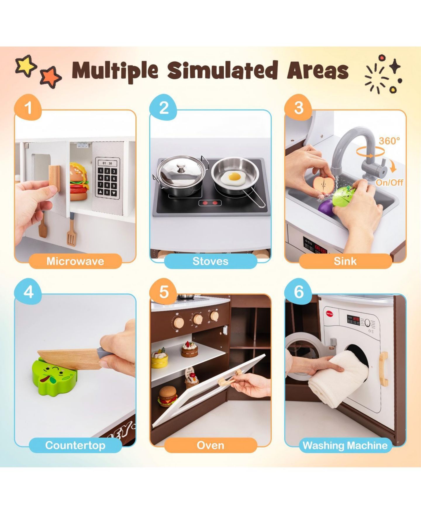 Детский игровой набор HONGGE All-In-One Kitchen Playset, Ages 3+, цвет: Белый — фото 8