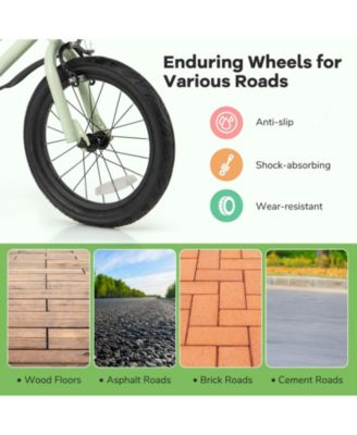 16-Inch Kids Bike with Adjustable Seat and Training Wheels for Ages 4–7 - Green